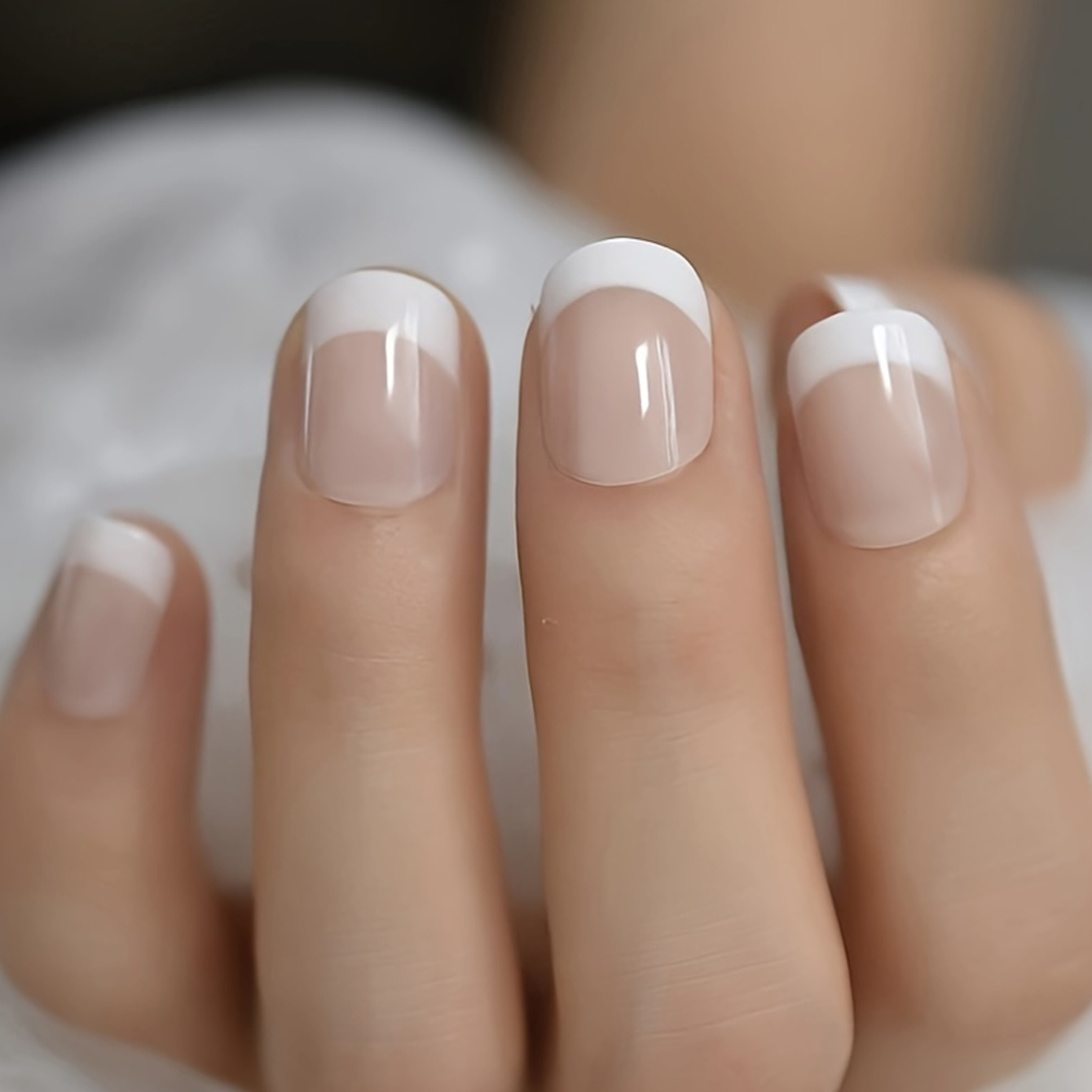 Nail Art French Nails - 24 adet fransız beyaz kenarlı kısa