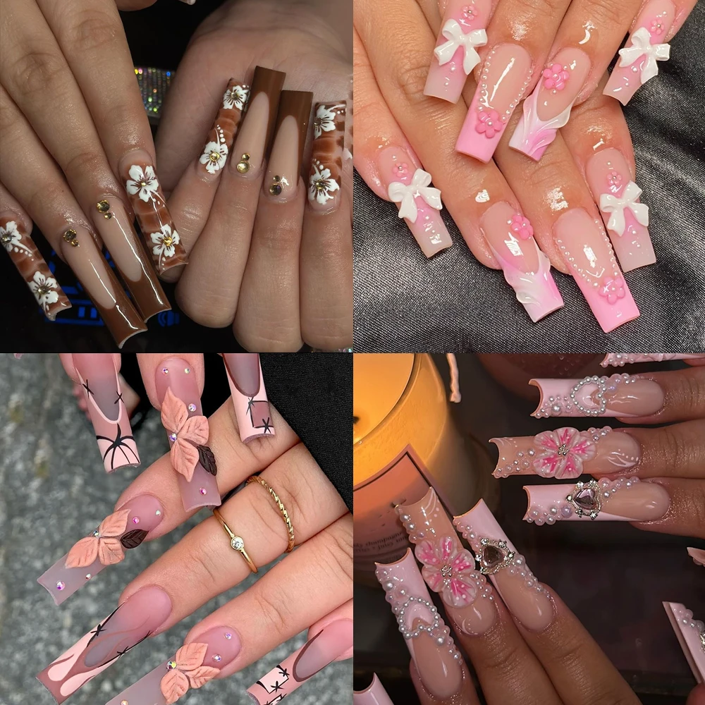 Nail Art Xl - 10 adet el yapımı fransız çıplak
