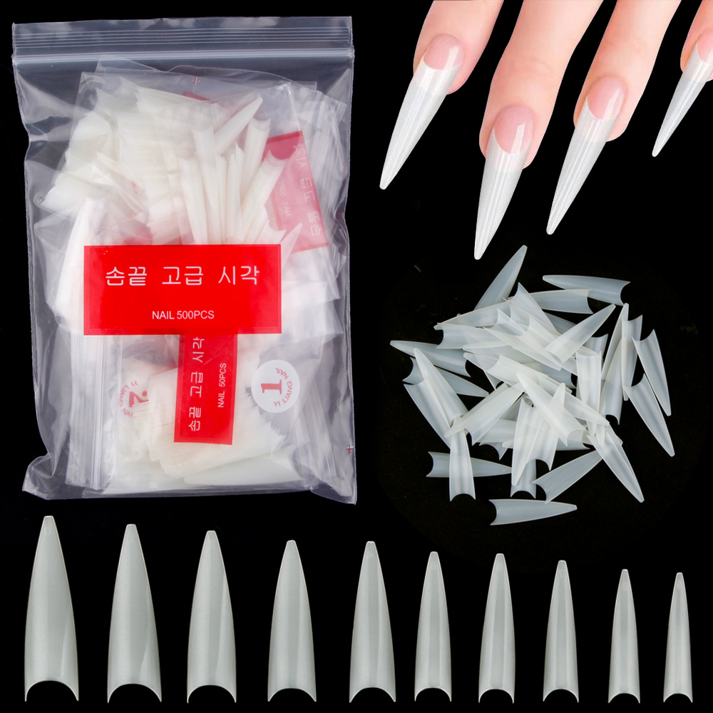 Nail Art Xl - 1 torba (600 adet) doğal Stiletto