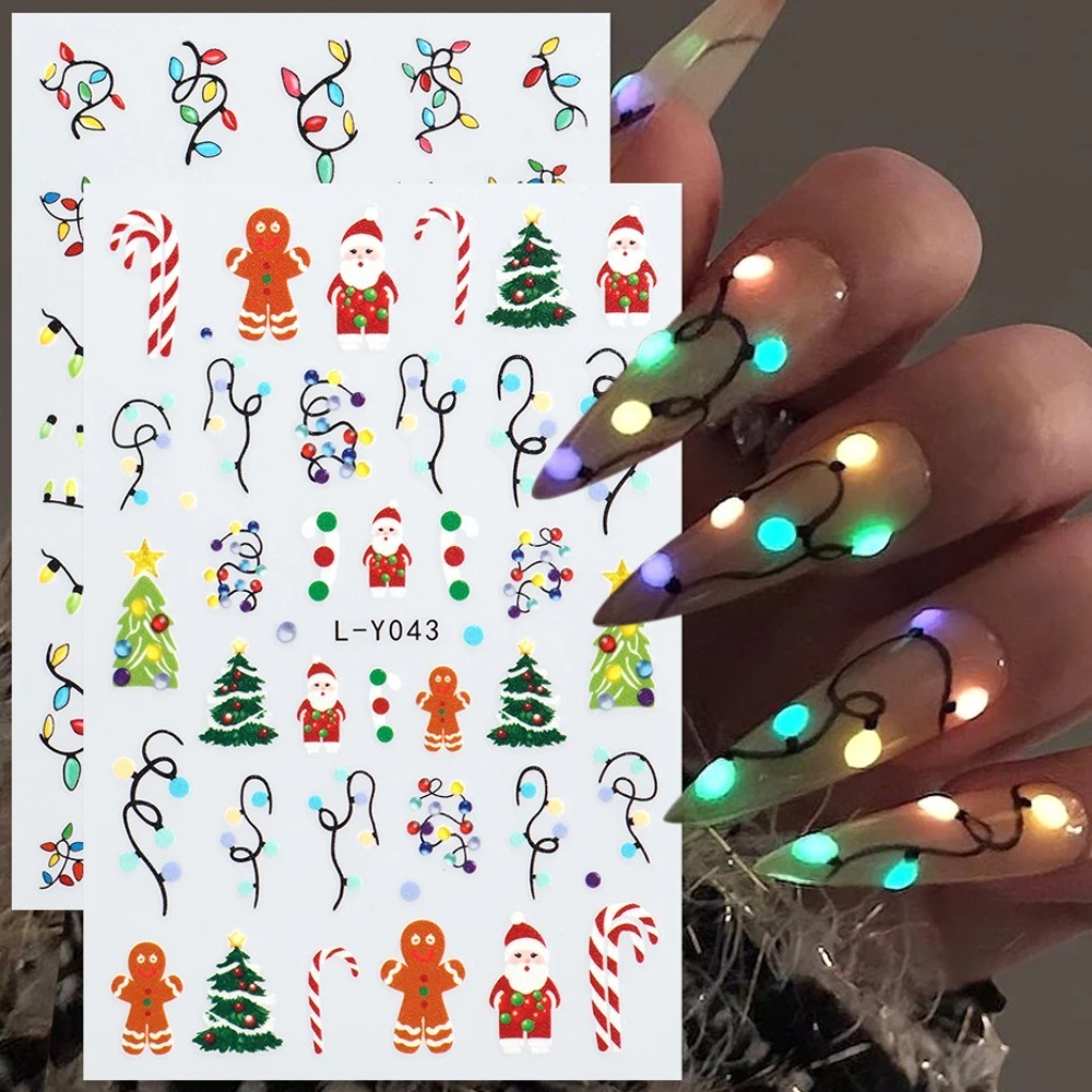 Nail Art For Men - Işıltılı Fenerler Noel Tırnak Sanatı Çıkartmaları