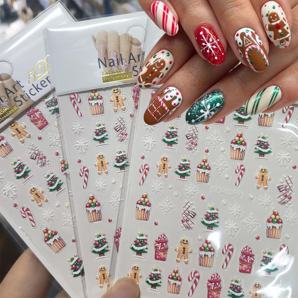 Nail Art For Men - 1 adet Noel 5D Zencefilli Kurabiye