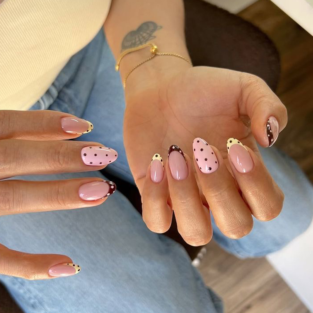 Nail Art French Nails - 24 Adet Badem Şeklinde Takma Tırnak
