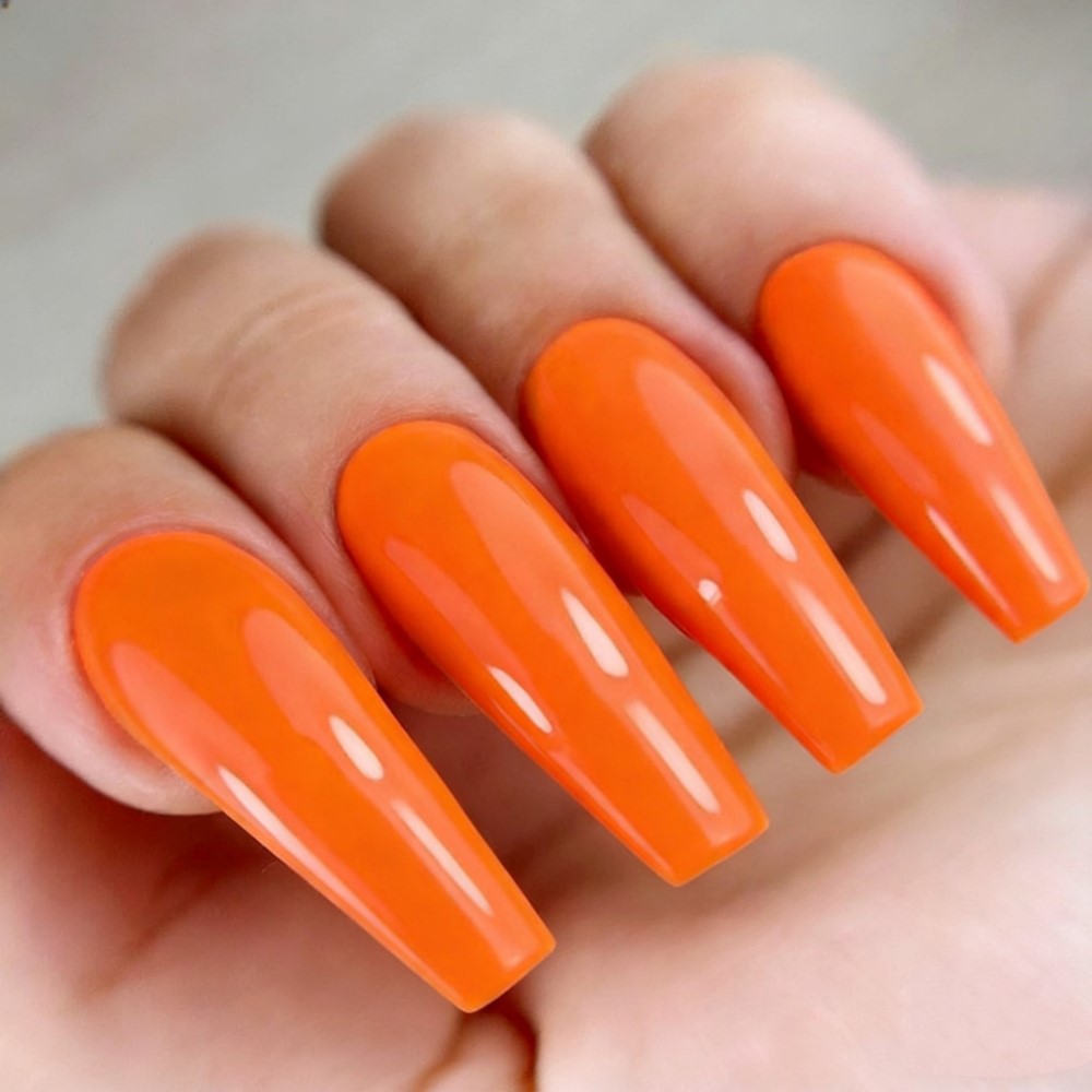 Nail Art Xl - Uzun Kare Bale Baskılı Tırnaklar Turuncu