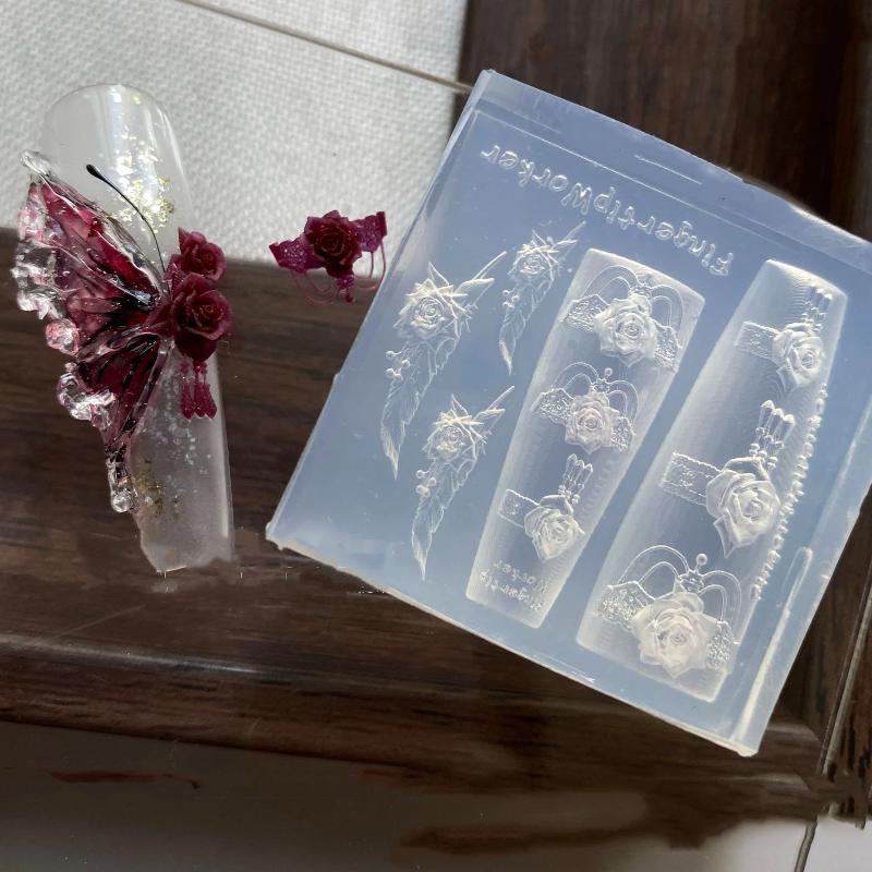 Nail Stamping Plate - New3D Silikon Tırnak Kalıp Gül Yay