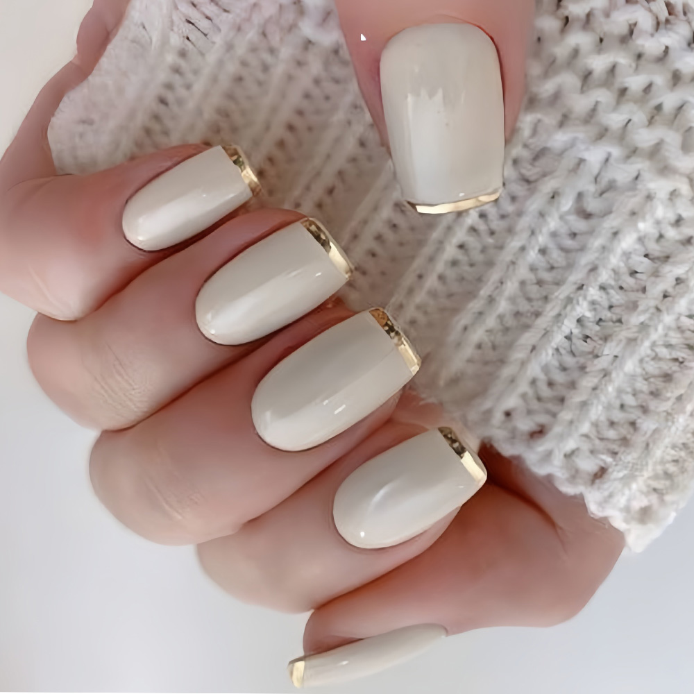 Nail Art French Nails - Kadınlar için orta boy takma tırnaklar