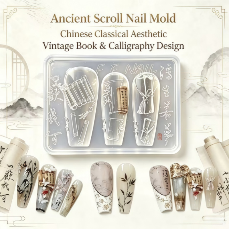 Nail Art Vintage - Çin Antik Tarzı Kitap Kaydırma 3D
