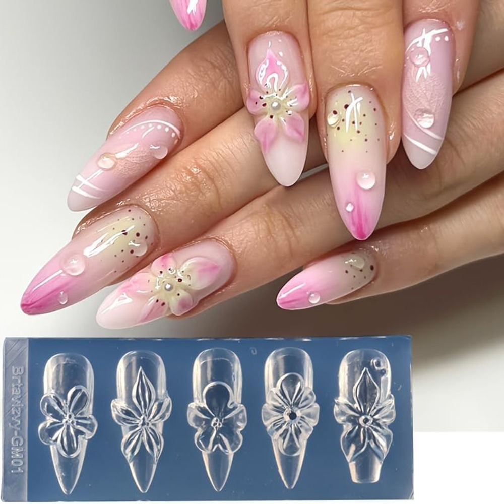Nail Art Vintage - Çiçek Desenli 3D Tırnak Sanatı Silikon