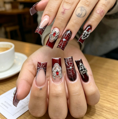 Nail Art Design - Uzun Tabut Şeklinde Nude Gradyan Bordo