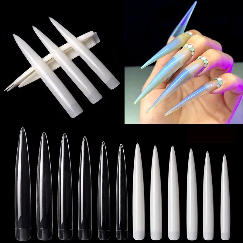 Nail Art Xl - Şeffaf Doğal Ekstra Uzun Takma Tırnaklar,