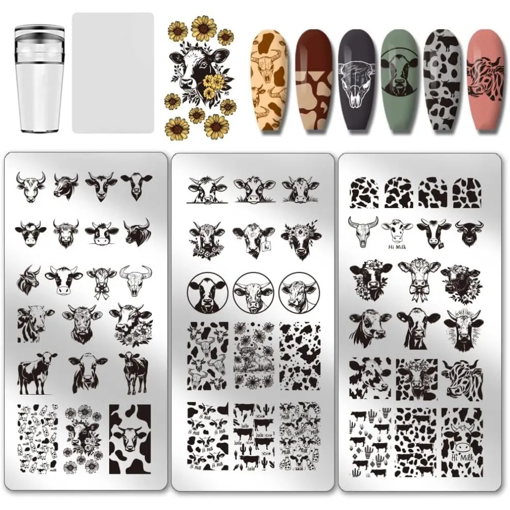 3 adet İnek Temalı Tırnak Bask - Nail Stamping Plate incelemesi ve fiyatı