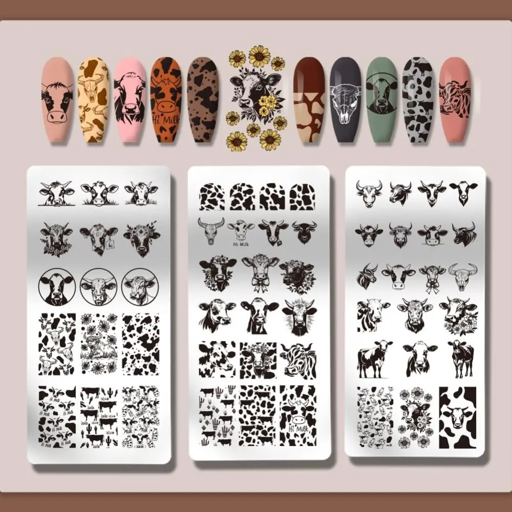 3 adet İnek Temalı Tırnak Bask - Nail Stamping Plate incelemesi ve fiyatı