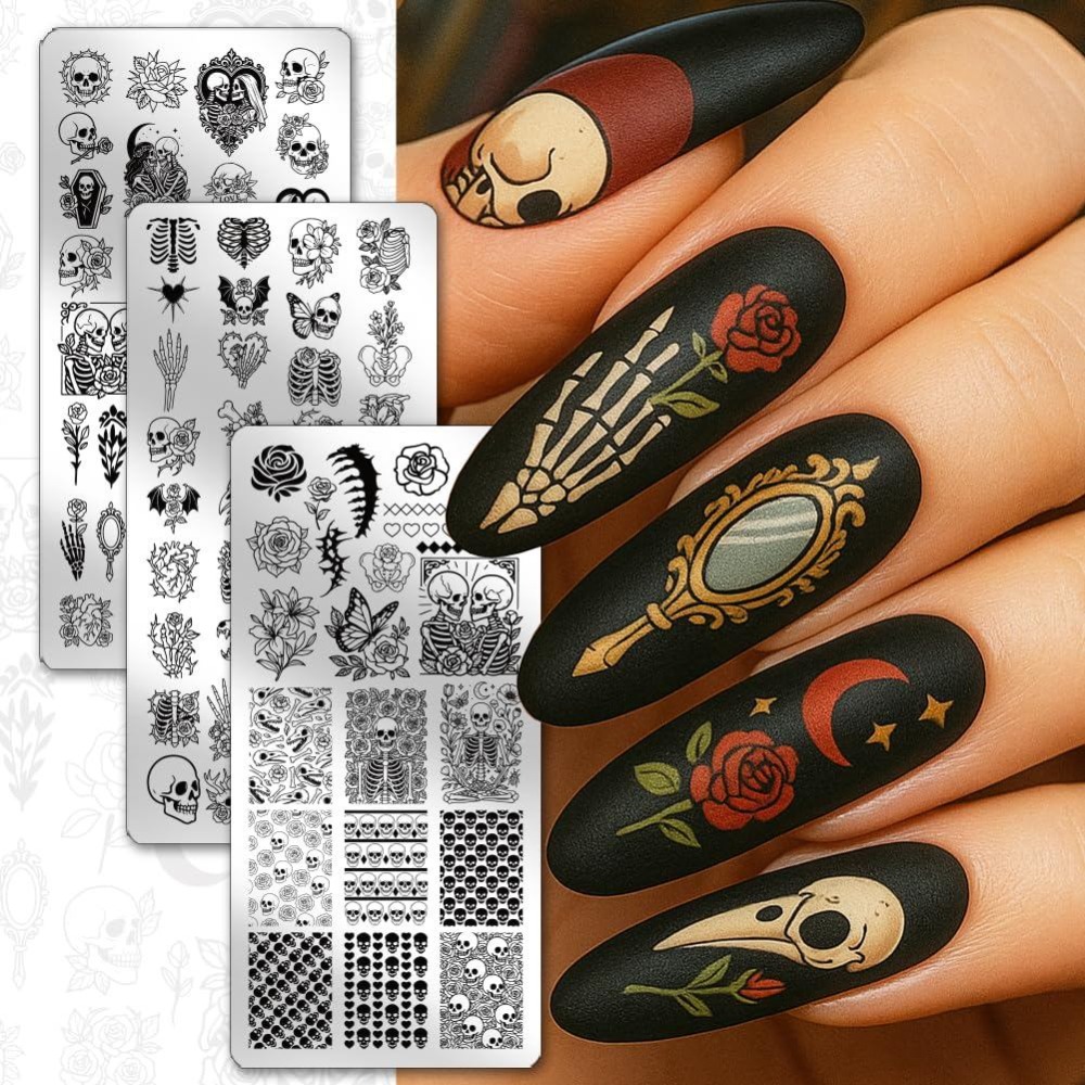 3 adet Kafatası Tırnak Baskı P - Nail Stamping Plate incelemesi ve fiyatı