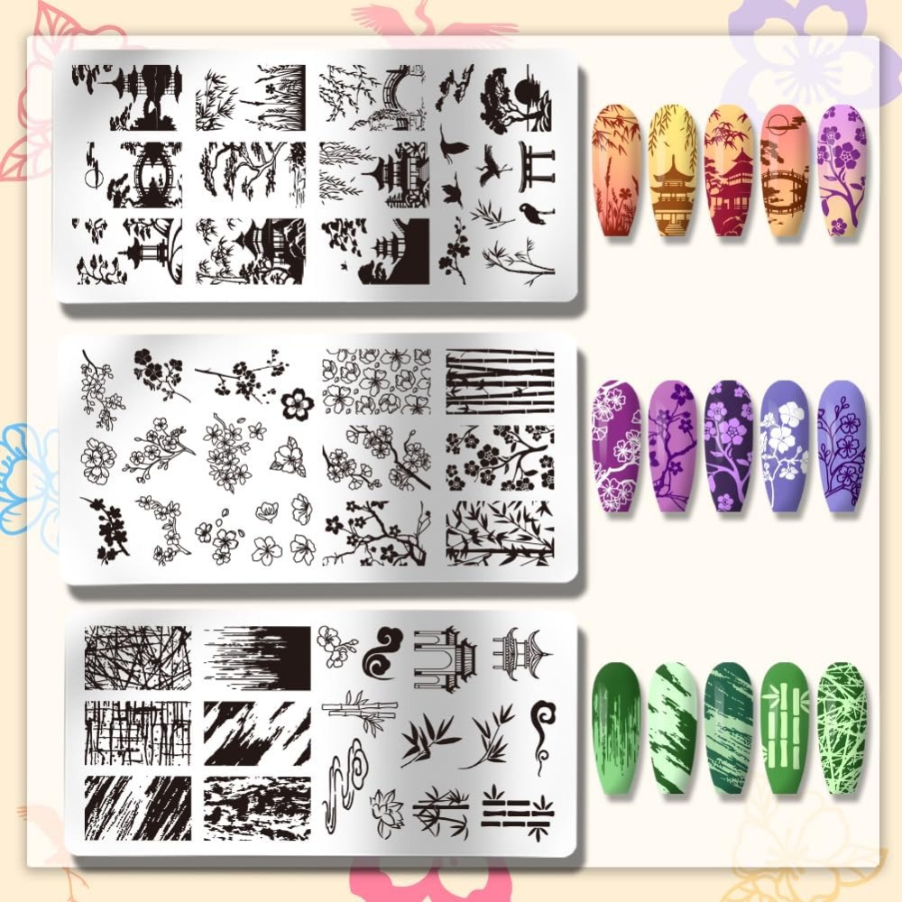 3 adet Klasik Çin Bahçesi Tırn - Nail Stamping Plate incelemesi ve fiyatı