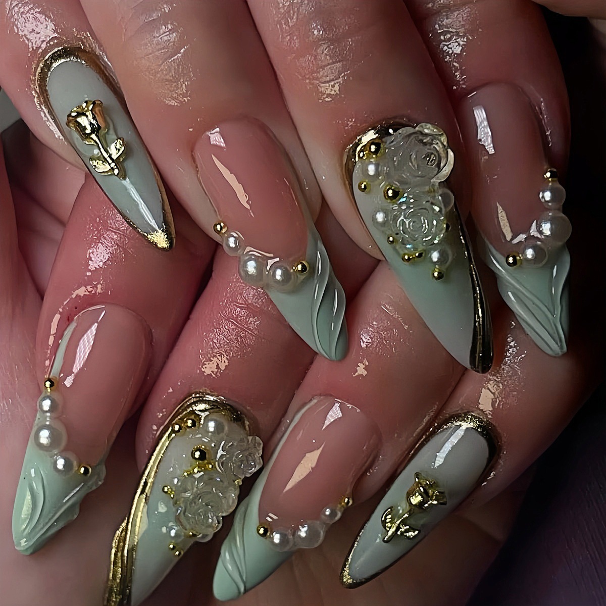 24 Adet Yeşil Kedi Gözü Takma  - Nail Art French Nails incelemesi ve fiyatı