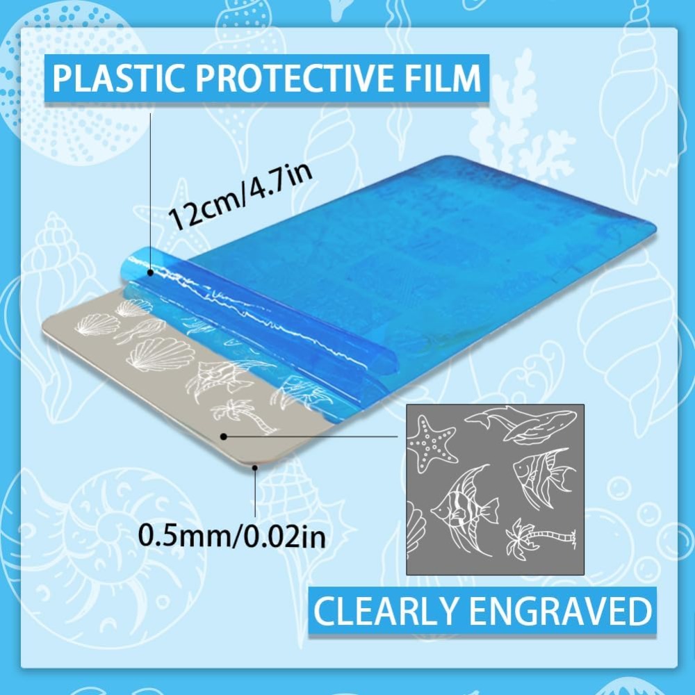 5 adet Okyanus Temalı Tırnak B - Nail Stamping Plate incelemesi ve fiyatı